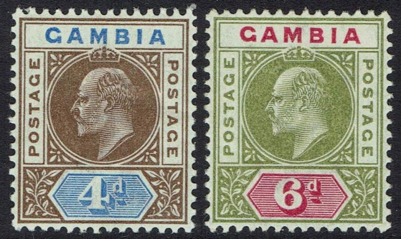 GAMBIA 1902 KEVII 4D AND 6D WMK CROWN CA 