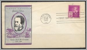 US #891 Famous Americans McCormick Linprint  FDC