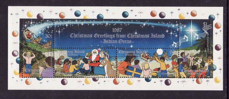 Christmas Is.-Sc#212-Unused NH sheet-Christmas-Santa Claus-presents-1987-