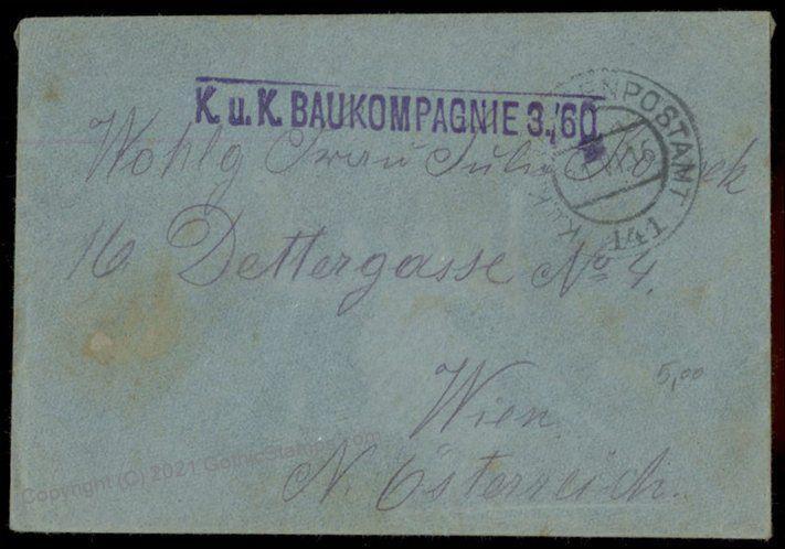 Austria Empire WWI Feldpost KuK Baukompagnie 3 Cover