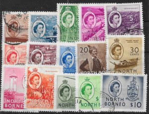 NORTH BORNEO SG371/86 1954-9 DEFINITIVE SET USED