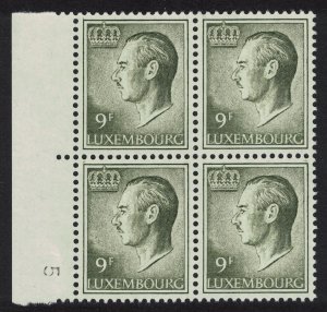 Luxembourg Grand Duke Jean 9f. green Fluor paper Block of 4 1988 MNH SG#766