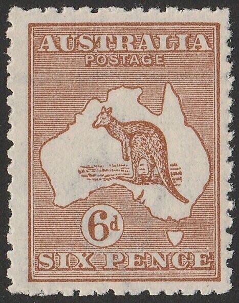 AUSTRALIA 1923 Kangaroo 6d Pale chestnut. MNH **. 3rd wmk. ACSC 21B cat $100.