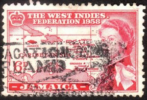 1958, Jamaica 6p, Used, Sc 177