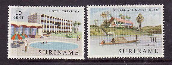 Suriname-Sc#306-7-unused NH set-Torarica Hotel-1962-