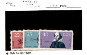 Germany - DDR, Postage Stamp, #688-690 Mint LH, 1964 Shakespeare (AE)