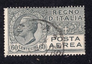 Italy 1926 60c gray Airmail, Scott C4 used, value = $12.00