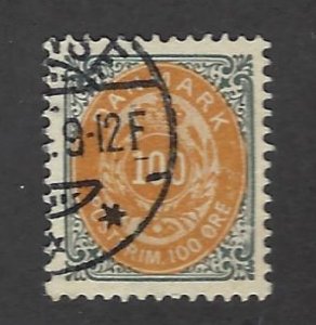 Denmark  SC#52 Used VF SCV$35.00.....Great Opportunity!