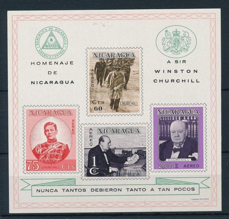 [19656] Nicaragua 1966 Winston Churchill VF Souvenir Sheet MNH