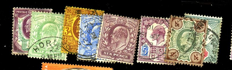 GREAT BRITAIN #127-135 USED FVF CPL TINY DEFECTS Cat $150