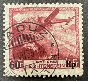 Liechtenstein #C14 - 1935 Airmail Overprint stamp, Used. Cat. $42.50.
