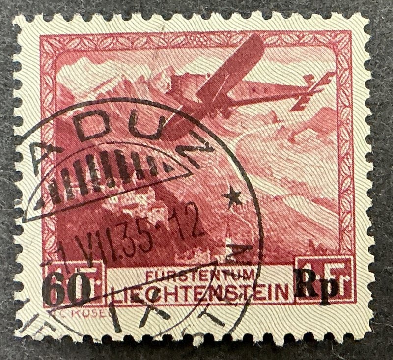 Liechtenstein #C14 - 1935 Airmail Overprint stamp, Used. Cat. $42.50.