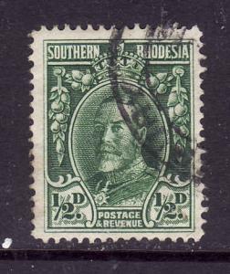 Southern Rhodesia-Sc#16c-used 1/2p deep green KGV-perf 14-1935-