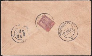 MALAYA JOHORE 1928 6c on cover MUAR cds to India...........................A8435