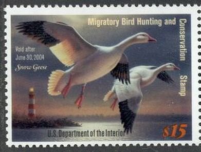 US Stamp #RW70 MNH FANTASTIC Pair of Snow Geese in Flight Past a Litehouse