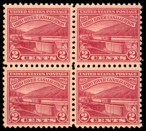 US Sc 681 MNH BLOCK of 4 - 1929 2¢ - Ohio River Canalization