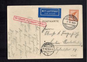 1929 Germany Graf Zeppelin LZ 127 RPPC Postcard Cover to Berlin Deutsche Bank