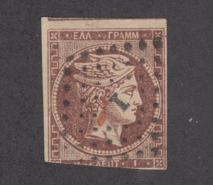 Greece Sc 16a used 1862 1L red brown on brownish Hermes Head