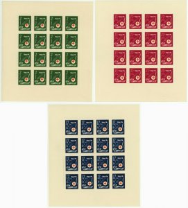 CROATIA #B70-B72 Red Cross Semi Postal Stamp Sheet Collection WWII 1944 MNH OG