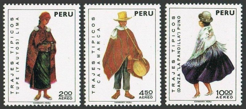 Peru C343,C346,C348,hinged.Michel 907-909. Regional costumes,set 2,04.30.1973.