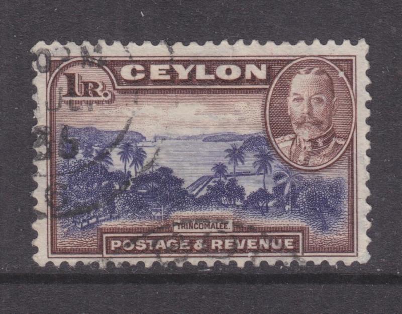 CEYLON, 1935 KGV Trincanomalee, 1r. Violet Blue & Chocolate, used.