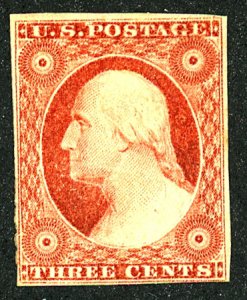 U.S. #11 MINT Partial OG LH