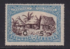 Liberia  #O154a  MH  1926  surcharge $5 Grebo houses