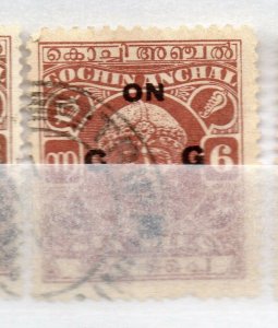 India Cochin 1942-43 Early Issue Fine Used 6p. Optd NW-16251