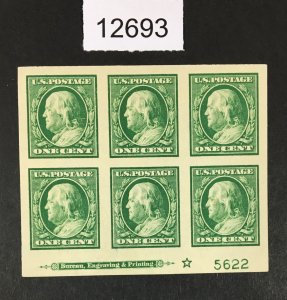 MOMEN: US STAMPS # 383 MINT OG H SUPERB PLATE BLOCK OF 6 LOT #12693