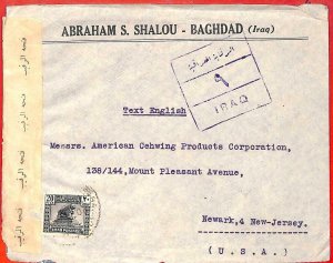 aa0280  - IRAQ  - POSTAL HISTORY -  CENSORED  COVER to  the USA  1940's