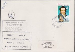 BR ANTARCTIC TERRITORY 1981 TAXED cover Research Ship BRANSFIELD cachet....a8661