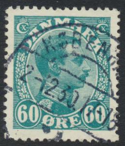 Denmark Scott 124 (AFA 130), 60ø blue-green Chr. X, FVF Used