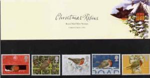 Great Britain 1995 Christmas - Robins set of 5 in officia...