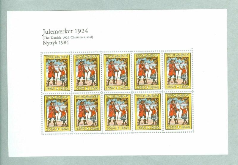 Denmark.  Christmas Seal Souvenir Sheet 1924/84 Reprint. Mnh. Post 300 Year.