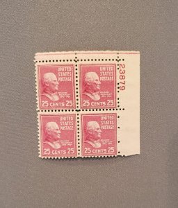 829, McKinley,  Plate Block UR, Mint OGNH, CV $14.50