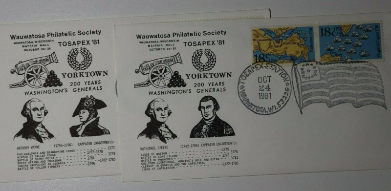 TOSAPEX Yorktown Sta Wauwatosa WI 1981 Philatelic Expo Cachet Cover