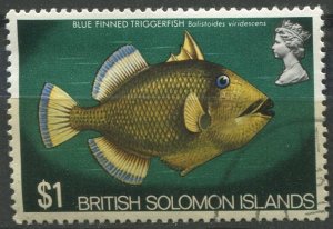 Solomon Islands Sc#245 Used, $1 multi, Flora and Fauna (1972)