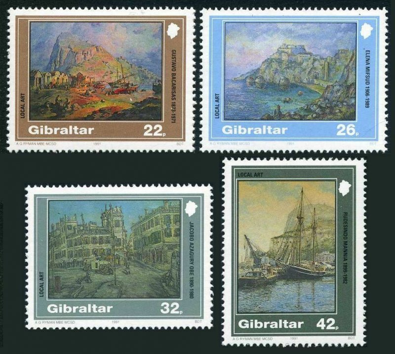 Gibraltar 596-599,MNH.Michel 624-627. Paintings 1991.G.Bacarisas,E.Mifsud,Mannia