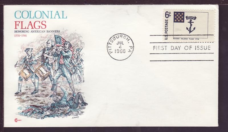 US 1349 Rhode Island Flag 1968 Cover Craft U/A FDC 