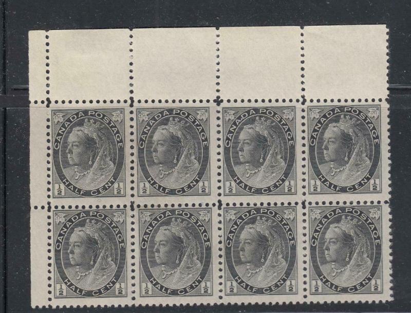 CANADA  # 74  FVF-MNH 3cts QUEEN VICTORIA NUMERAL ISSUE /BLOCK OF 8 CAT VAL $480