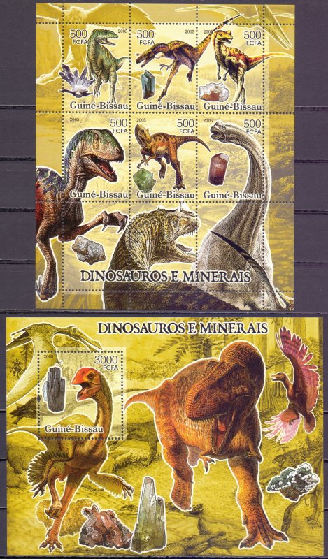 Guinea-Bissau. 2005. ml 3290-95, bl547. Dinosaurs. MNH.