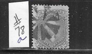 US #78A 1861-66 WASHINGTON 24 CENTS  (GRAYISH LILAC)- USED