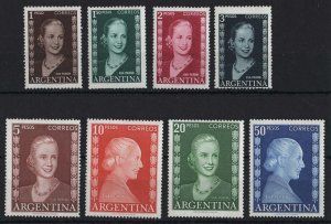 Argentina 1952 Eva Peron set of 8 very fine mint sg846-53 cat £80