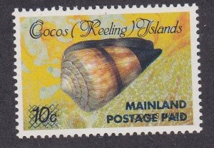 Cocos Islands # 229, Sea Shell Stamp Surcharged, Mint NH, 1/2 Cat.