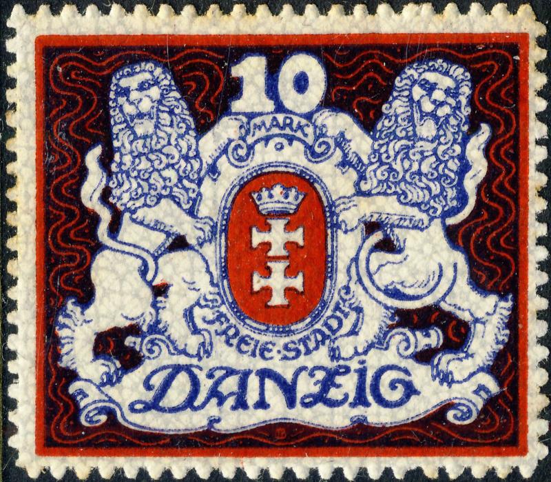 DANZIG - 1921 - Mi.88X 10Mk red & blue - Mint*