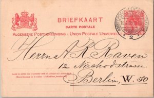 Netherlands 5c Queen Wilhelmina Postal Card 1909 Amsterdam-Centraal-Station t...