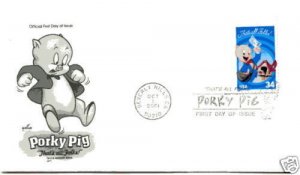 3535a 34c Porky Pig Die Cut single Artcraft FDC