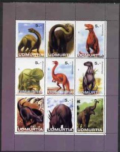 UDMURTIA - 1998 - Dinosaurs - Perf 9v Sheet - Mint Never Hinged - Private Issue