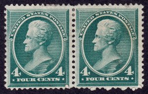 US Scott 211 (Pair), 1883 Jackson, 4c blue green, UNUSED NG