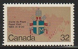 1984 Canada - Sc 1030 - MNH VF - 1 single - Papal Visit